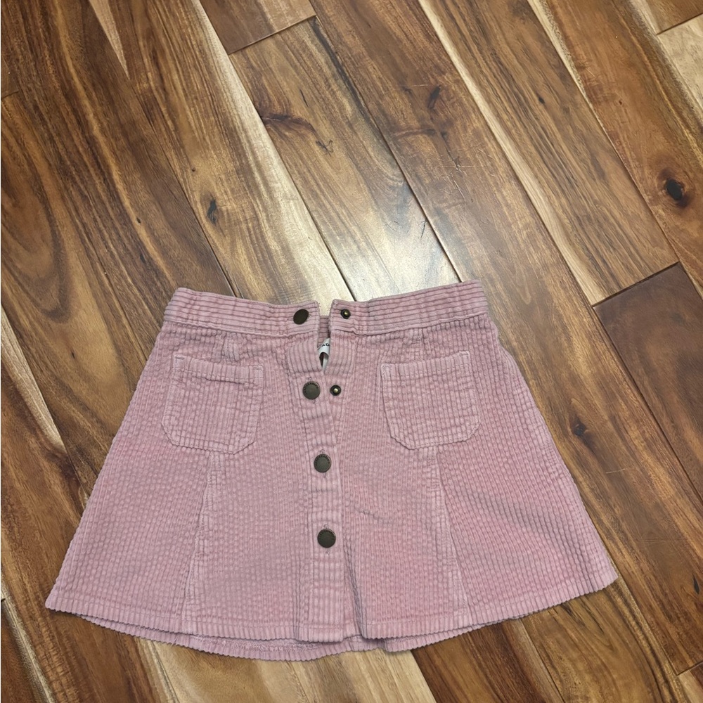 H&M Girls Size 6 Dusty Pink Corduroy Button-Front Skirt